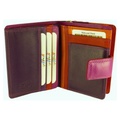 Multicoloured Leather Purse 7 Cards, Notes, Coins, Boxed — Purple Multi