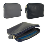 Coin Zip Purse with Card Slots Real Leather RFID Multicoloured