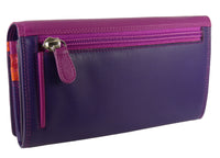 SALE Large Matinee Flap Over Organiser Purse  Real Leather Pink Purple Imperfect