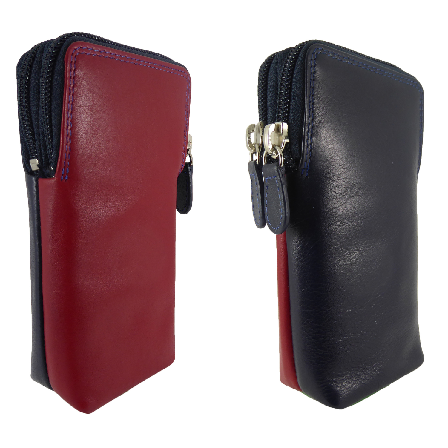 Double Sided Glasses Spectacle Case Multi Coloured Real Leather