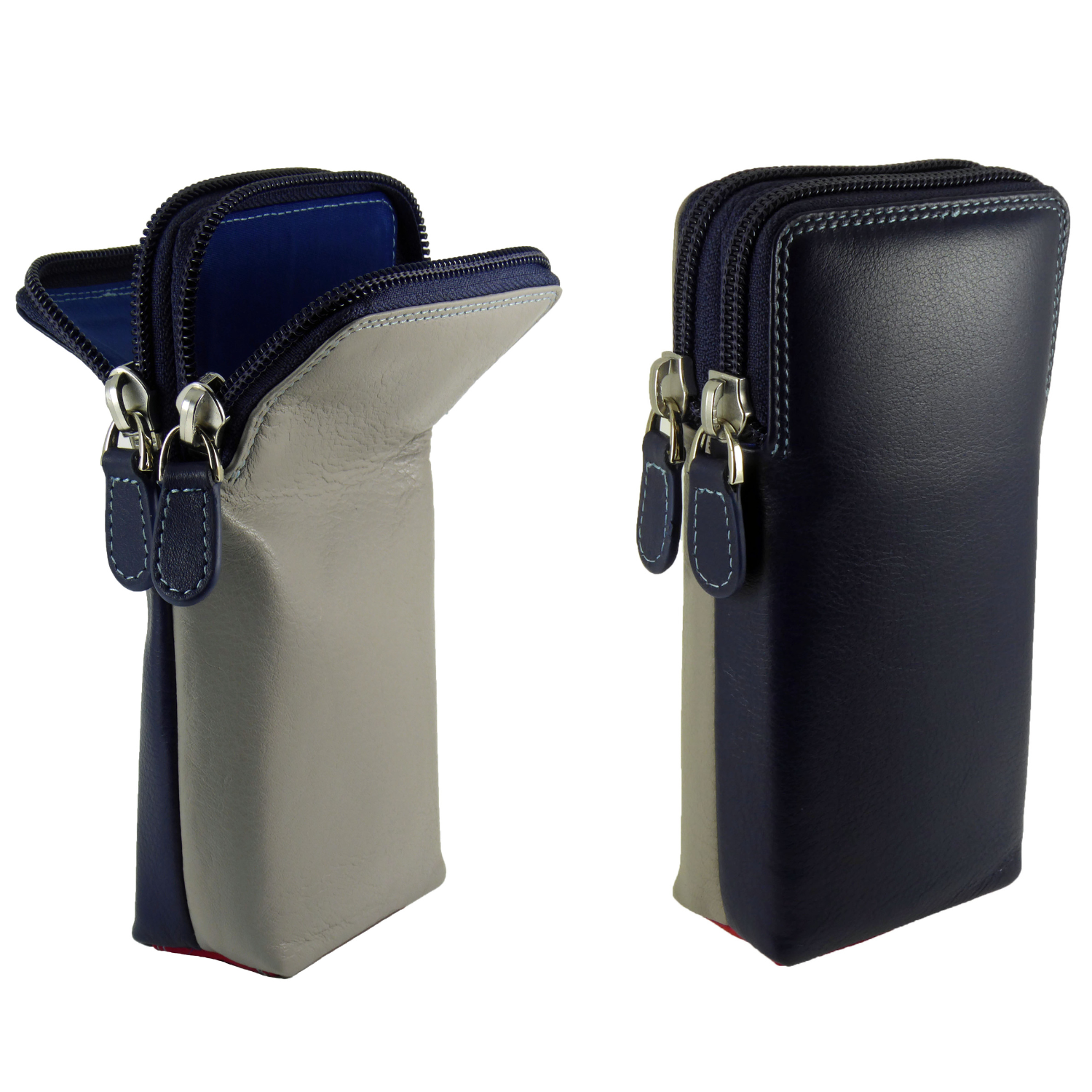 Double Sided Glasses Spectacle Case Multi Coloured Real Leather