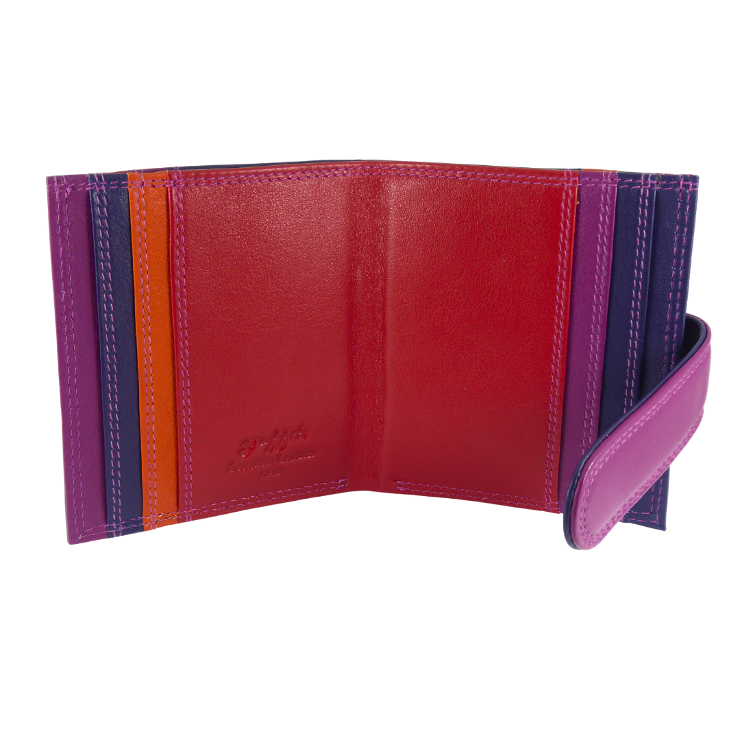 Multicoloured Leather Card and Note Holder - Boxed