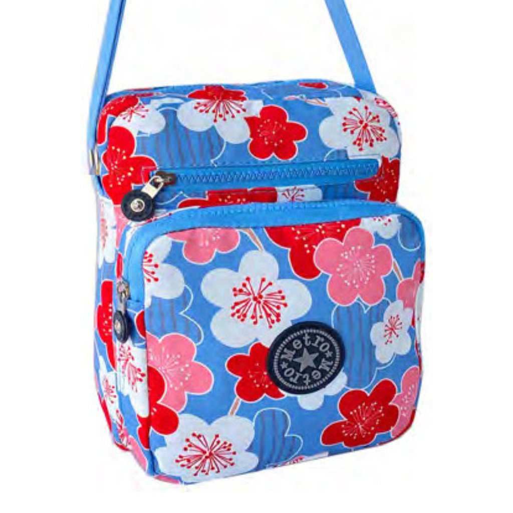 SALE Floral Nylon Crossbody & Shoulder Bag - 3 Zip Sections, Water Resistant