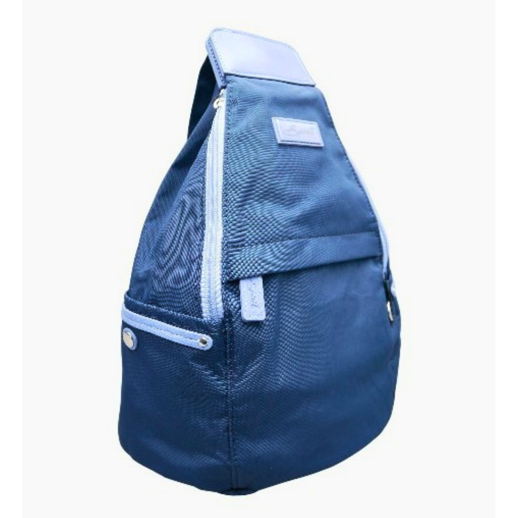 Spirit Lightweight Convertible Backpack & Shoulder Bag - Water Resistant Travel Bag — Navy/Light Blue