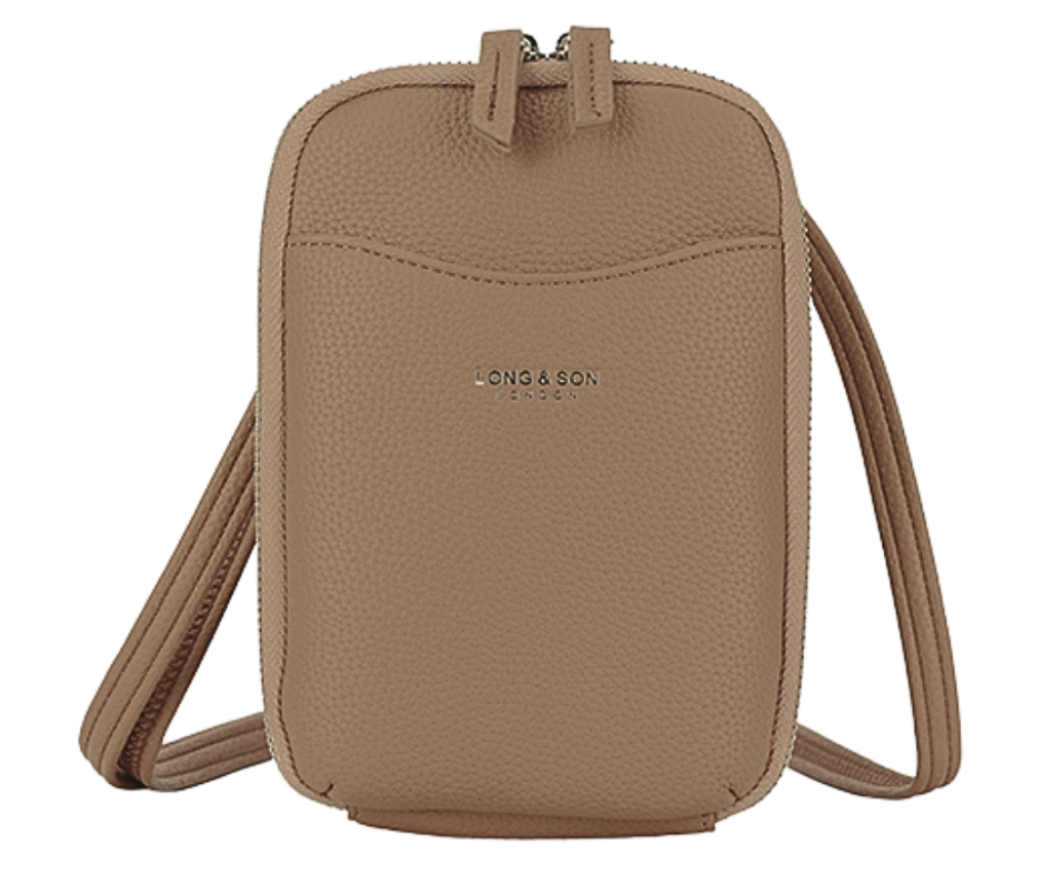 Small Organiser Shoulder Crossbody Phone Bag - Holidays, Everyday, Travel — Khaki