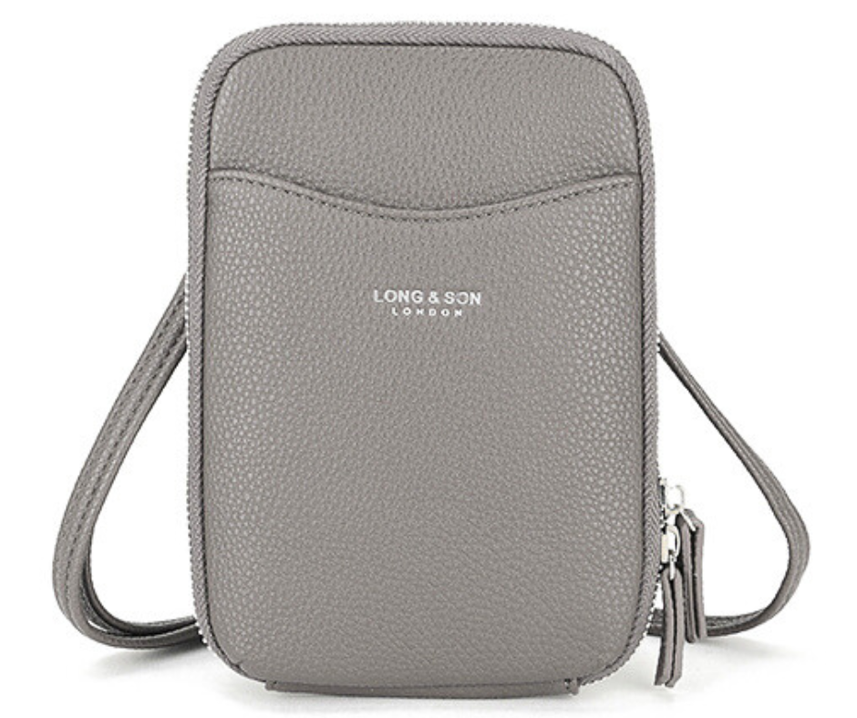 Small Organiser Shoulder Crossbody Phone Bag - Holidays, Everyday, Travel — Grey