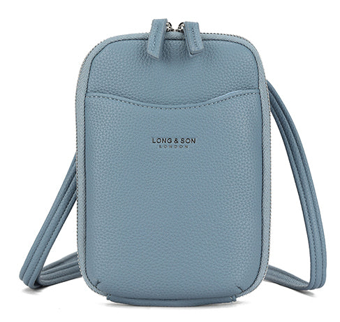 Small Organiser Shoulder Crossbody Phone Bag - Holidays, Everyday, Travel — Blue