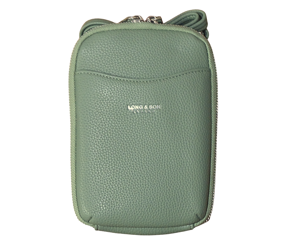 Small Organiser Shoulder Crossbody Phone Bag - Holidays, Everyday, Travel — Green