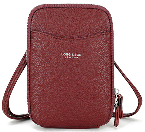 Small Organiser Shoulder Crossbody Phone Bag - Holidays, Everyday, Travel — Red