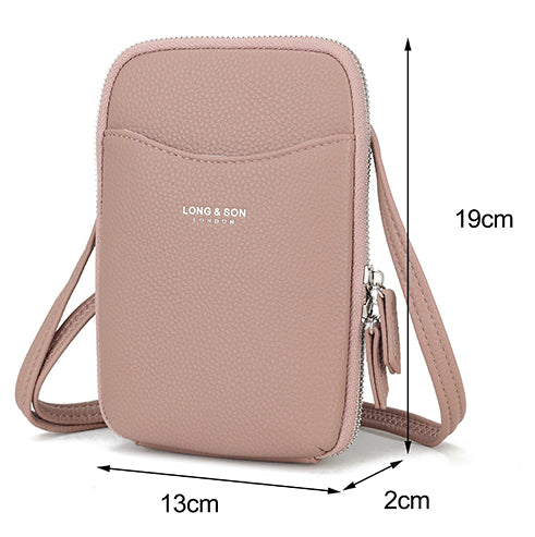 Small Organiser Shoulder Crossbody Phone Bag - Holidays, Everyday, Travel — side view