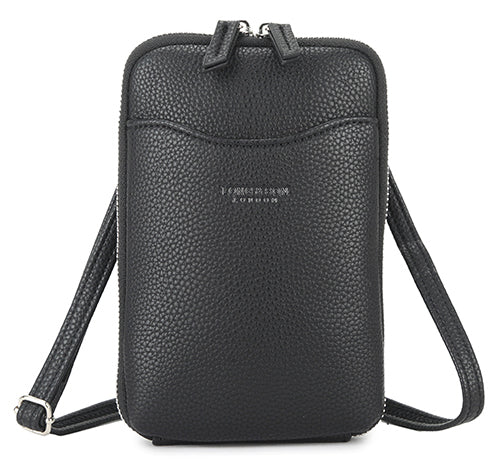 Small Organiser Shoulder Crossbody Phone Bag - Holidays, Everyday, Travel — Black