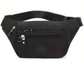 Bumbag Waist Hip Bag 5 Zip Lightweight Travel Nylon - Holidays, Everyday, Travel, Festivals — Black