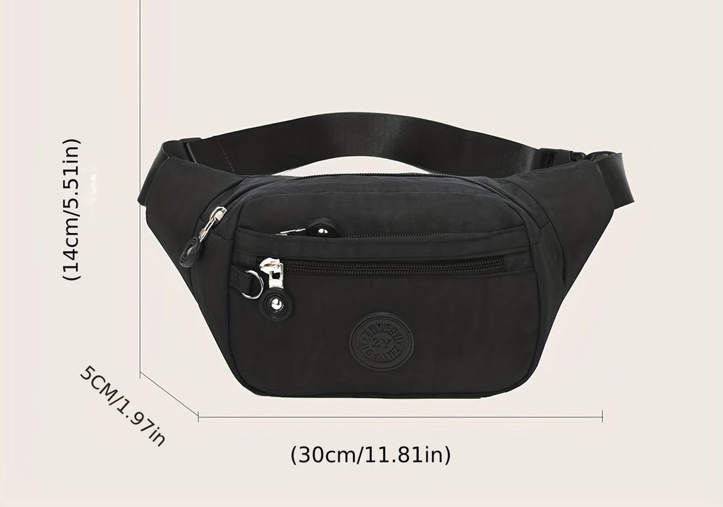 Bumbag Waist Hip Bag 5 Zip Lightweight Travel Nylon - Holidays, Everyday, Travel, Festivals — close-up detail