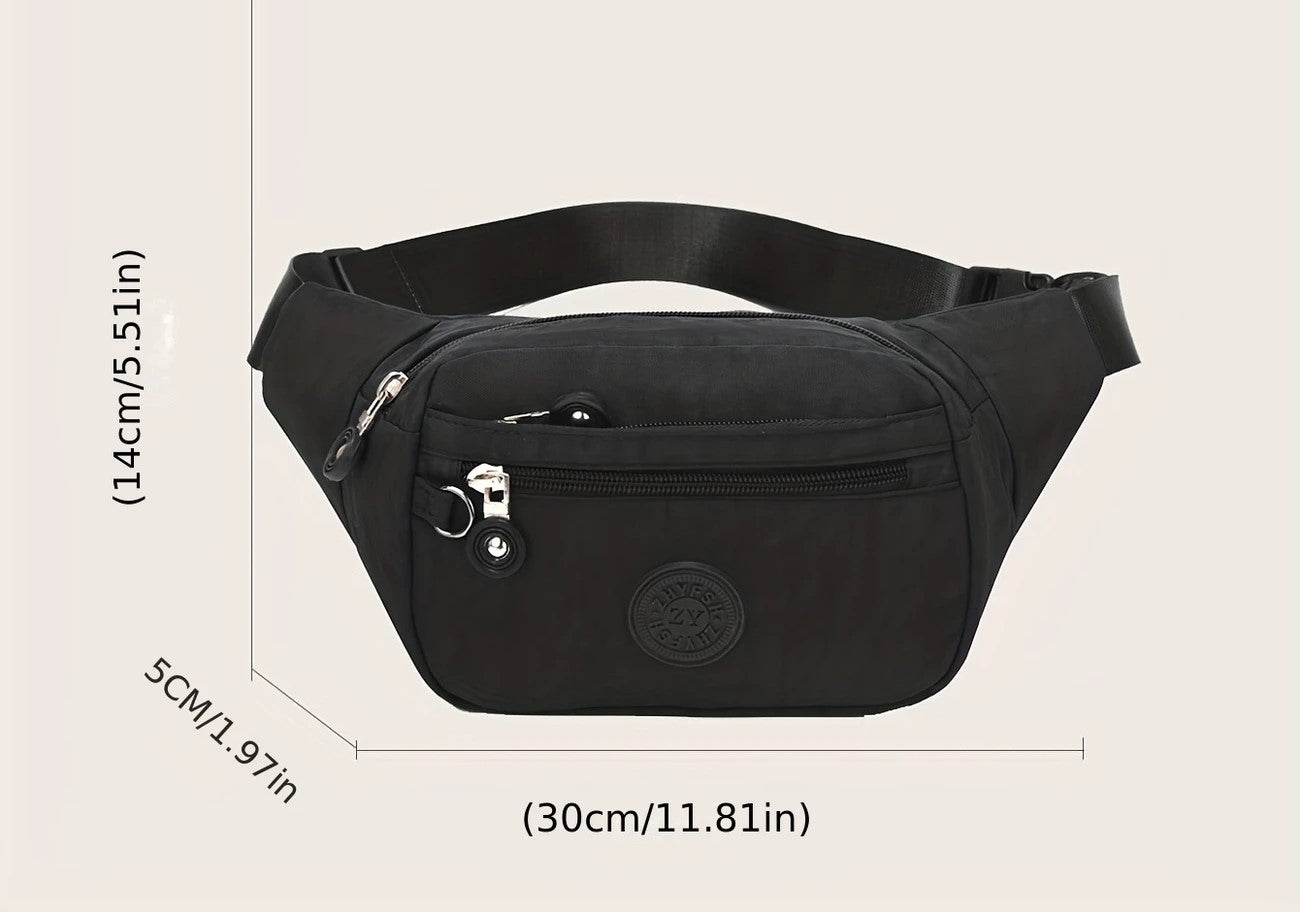 Bumbag Waist Hip Bag 5 Zip Lightweight Travel Nylon - Holidays, Everyday, Travel, Festivals — close-up detail