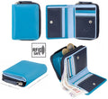 Small Compact Purse Multicoloured - Real Leather - RFID — Blue Multi