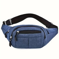 Womens Mens Bumbag Waist Hip Bag 4 Zip Lightweight Travel Canvas  - Holidays, Everyday, Travel Use, Festivals