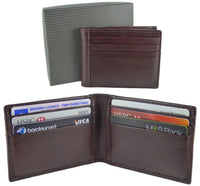 Small Premium Real Leather Compact Wallet Holder Case 12 Card Slots Brown