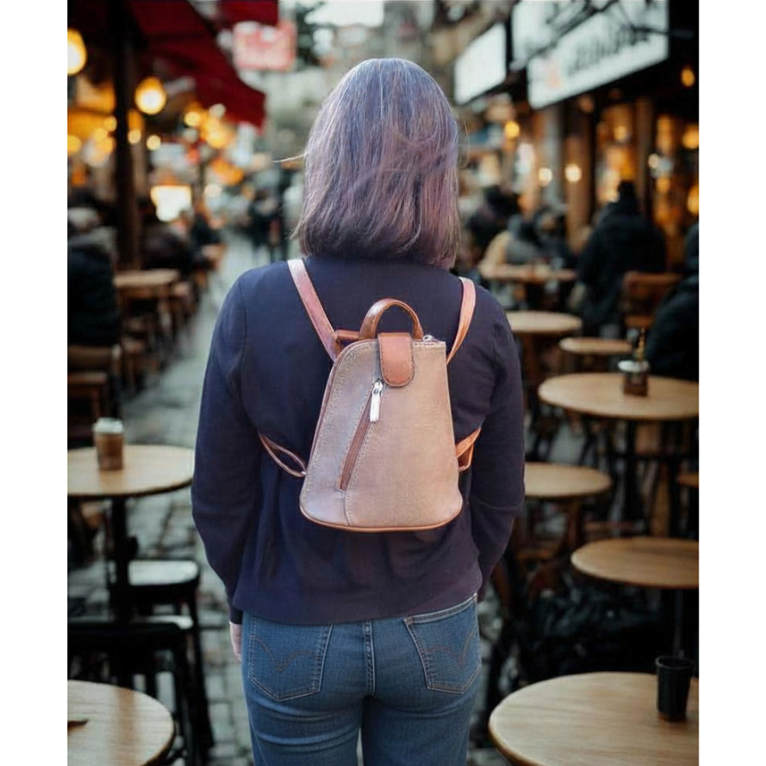 Small Triangular Backpack Shoulder Bag with Tab Top