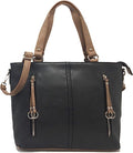 Large Top Handle Grab Bag with Detachable Adjustable Cross Body Shoulder Strap — Black