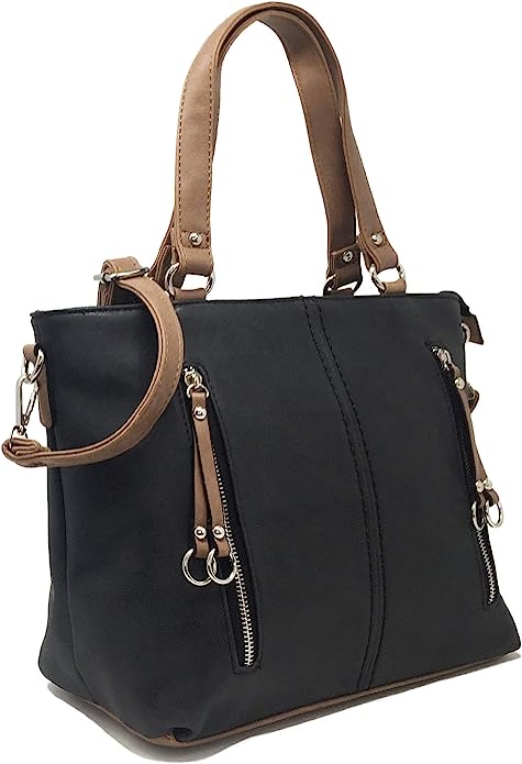 Large Top Handle Grab Bag with Detachable Adjustable Cross Body Shoulder Strap — interior view