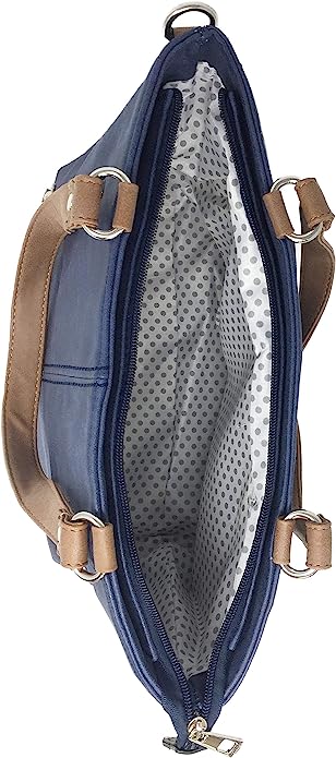 Large Top Handle Grab Bag with Detachable Adjustable Cross Body Shoulder Strap — side view