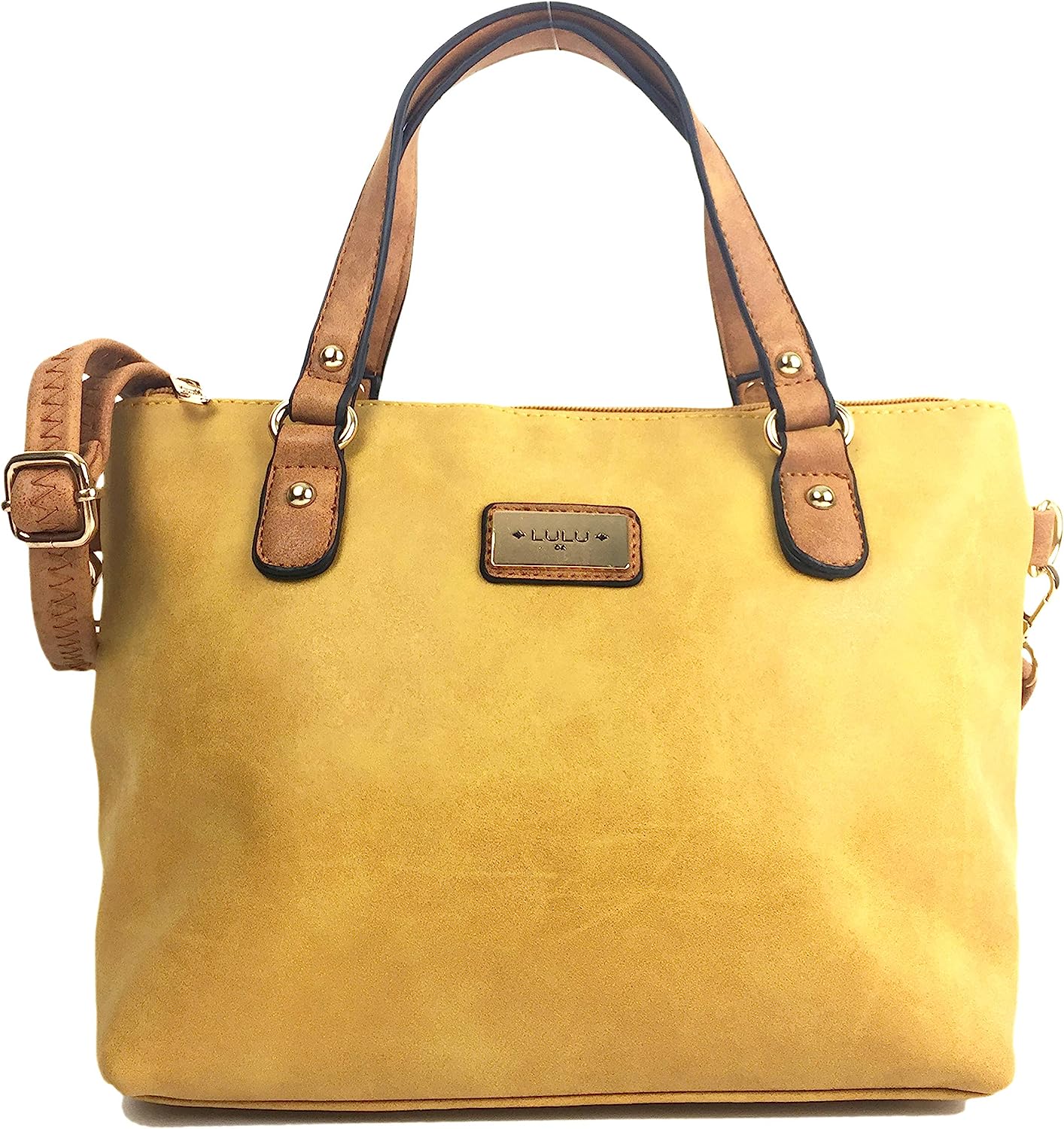 Top Handle Grab Bag with Detachable Adjustable Crossbody Shoulder Strap — Yellow