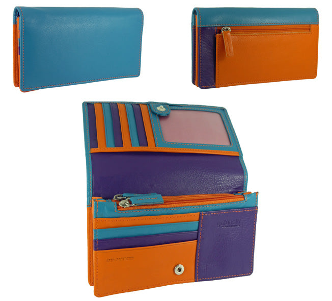 Imperfect Womens Matinee Flapover Purse - 10 card slots Multicolour Real Leather