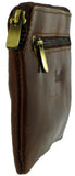 Leather Card Holder Coin Zip Purse RFID Protection Brown