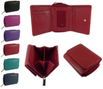 Womens Small Compact Trifold Real Leather RFID Protected Purse