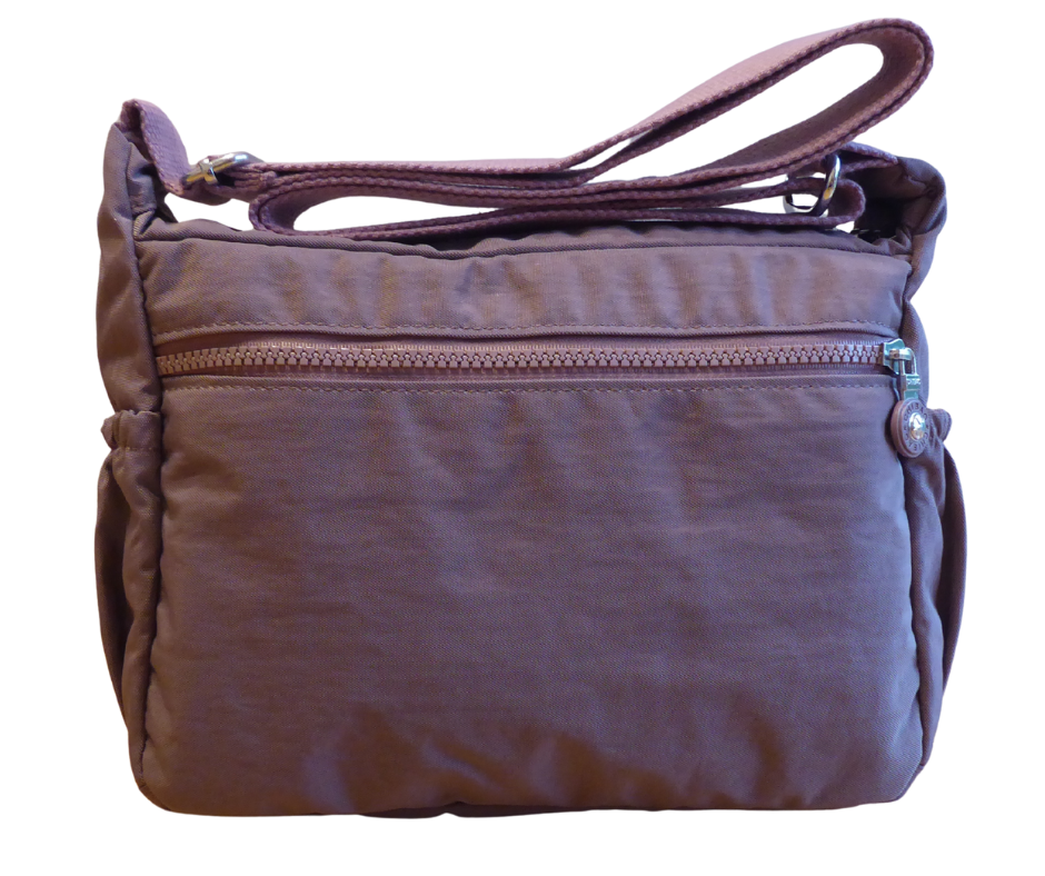 Nylon crossbody bag rear view – water-resistant wipeable nylon with rear zip pocket