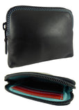 Coin Zip Purse with Card Slots Real Leather RFID Multicoloured