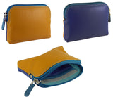 Coin Zip Purse with Card Slots Real Leather RFID Multicoloured