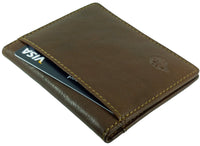 Compact 8 Credit Card Holder Wallet Real Leather RFID