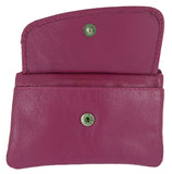 Small Card Holder Coin Zip Purse with Front Flap Leather