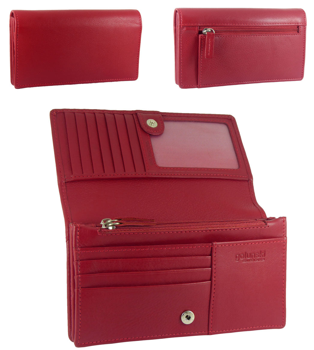 Womens Matinee Flapover Purse - 10 card slots Multicolour Real Leather