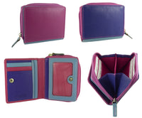 Womens Small Compact Purse 7 cards Real Leather RFID