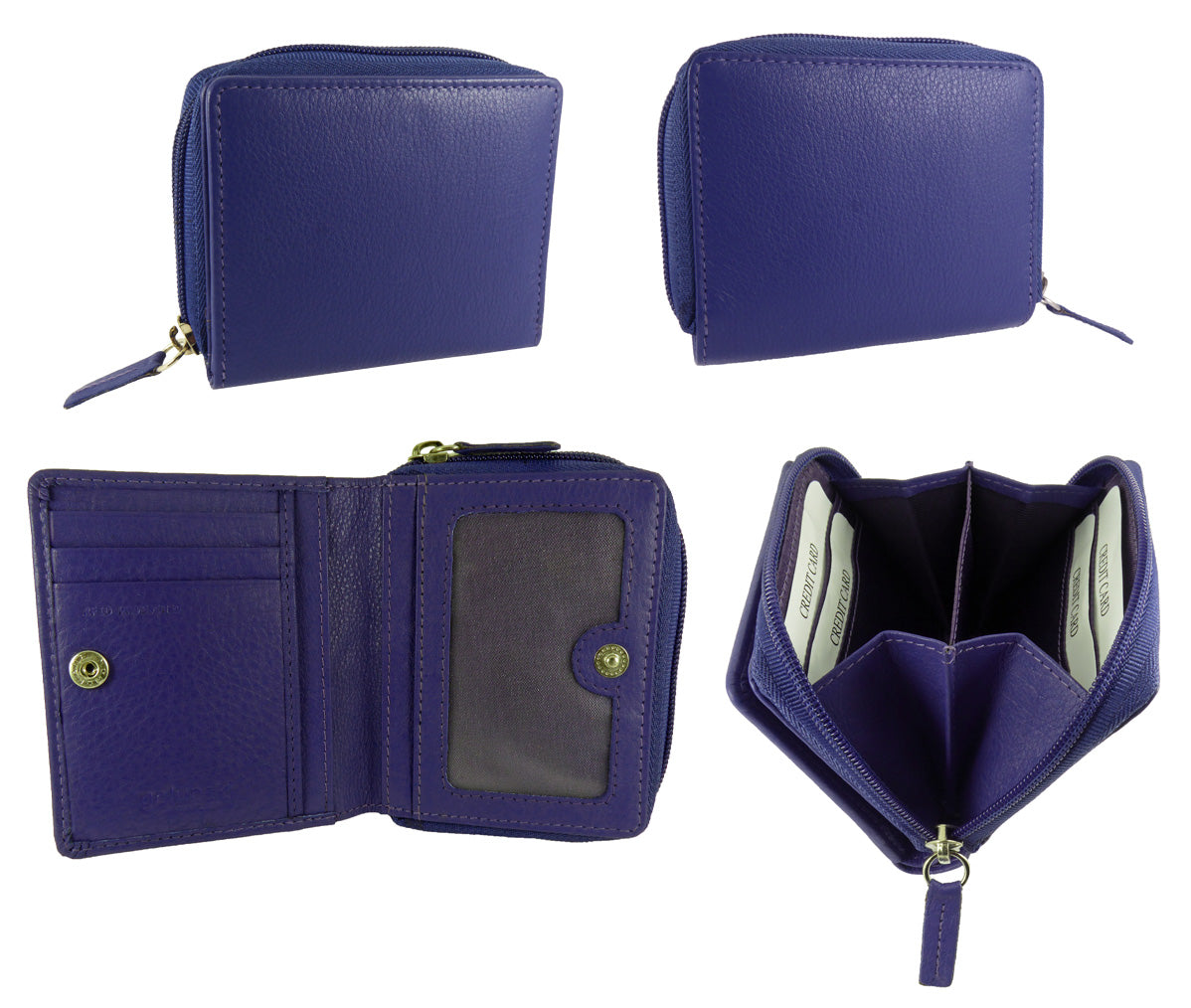 Womens Small Compact Purse 7 cards Real Leather RFID