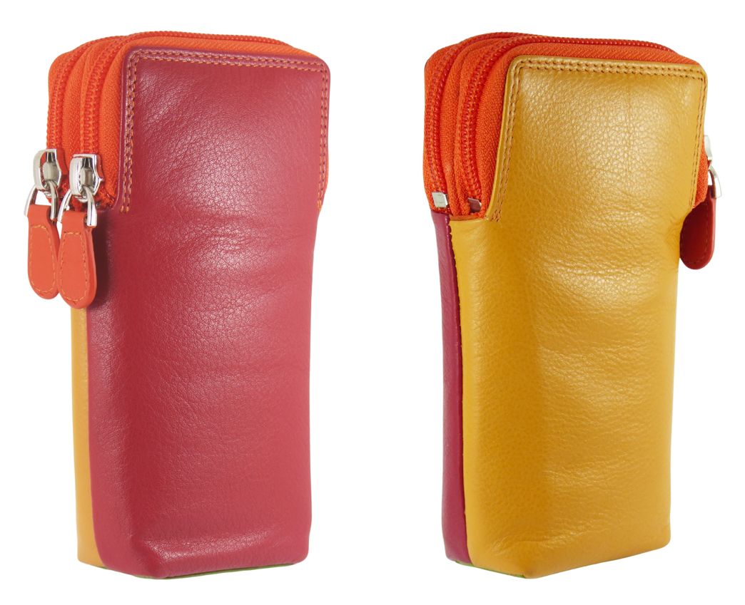 Double Sided Glasses Spectacle Case Multi Coloured Real Leather