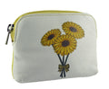 Sunflowers Coin Zip Card Purse Wallet Real Leather