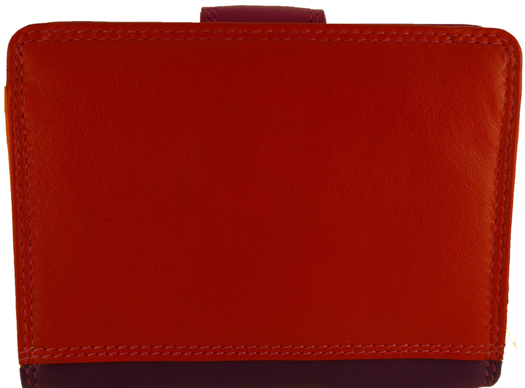 Multicoloured Leather Purse 7 Cards, Notes, Coins, Boxed — close-up detail
