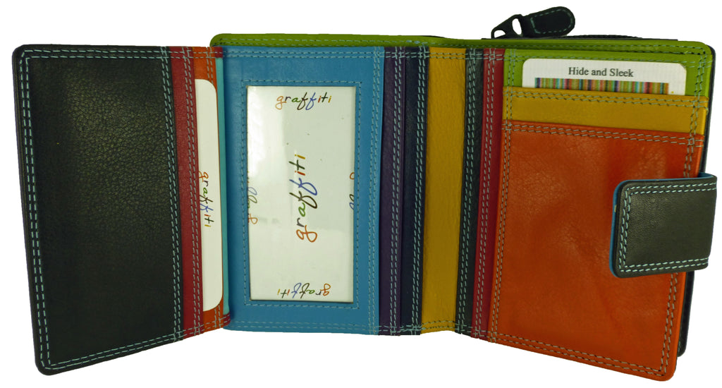 Multicoloured Leather Purse 7 Cards, Notes, Coins, Boxed — view 11