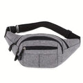Canvas Bumbag Waist Hip Bag 4 Zip  - Holidays, Everyday, Travel Use, Festivals — Grey