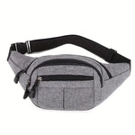 Womens Mens Bumbag Waist Hip Bag 4 Zip Lightweight Travel Canvas  - Holidays, Everyday, Travel Use, Festivals