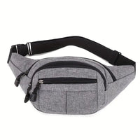 Womens Mens Bumbag Waist Hip Bag 4 Zip Lightweight Travel Canvas  - Holidays, Everyday, Travel Use, Festivals