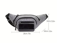 Womens Mens Bumbag Waist Hip Bag 4 Zip Lightweight Travel Canvas  - Holidays, Everyday, Travel Use, Festivals