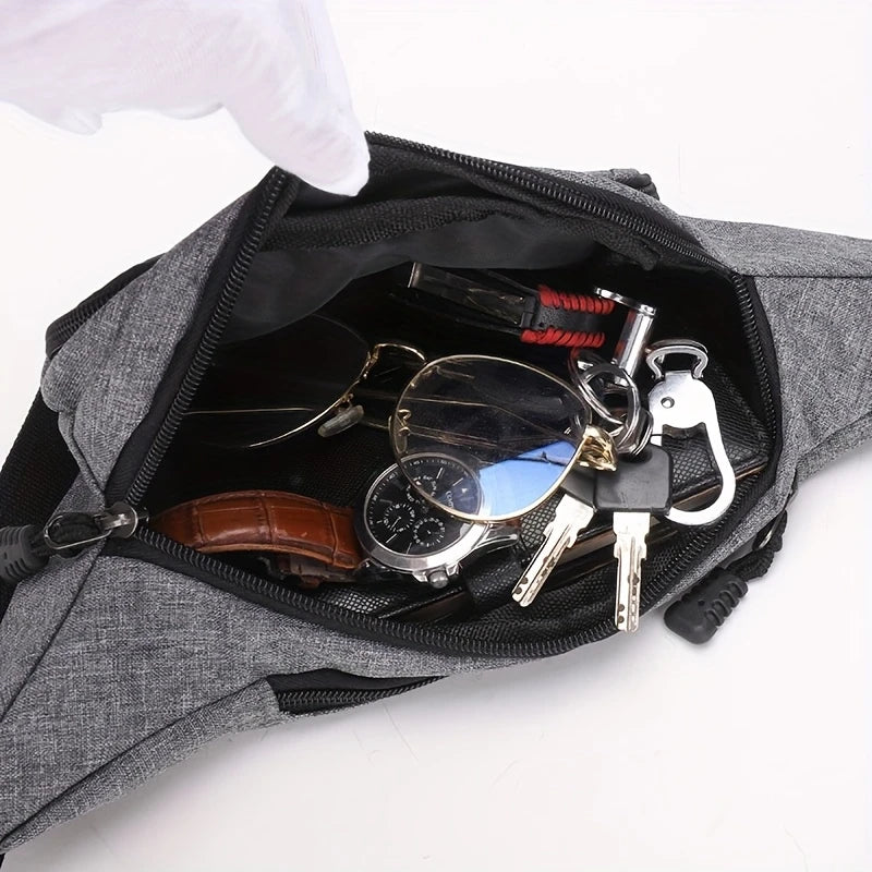 Canvas Bumbag Waist Hip Bag 4 Zip  - Holidays, Everyday, Travel Use, Festivals — side view
