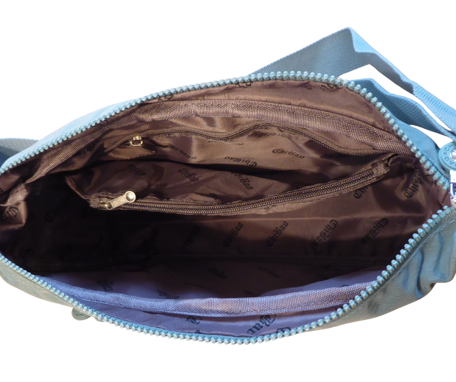 Nylon Five Section Lightweight Travel Crossbody Bag - Holidays, Everyday, Travel Use — side view