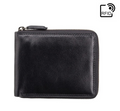 Mens Zip-around Note Card Wallet Real Leather Visconti — Black