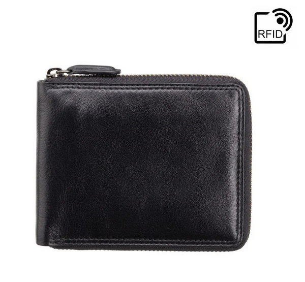 Mens Zip-around Note Wallet Real Leather Visconti