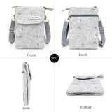 Womens Small Leaf Print Crossbody Phone Bag - Dog Walking, Holidays, Travel